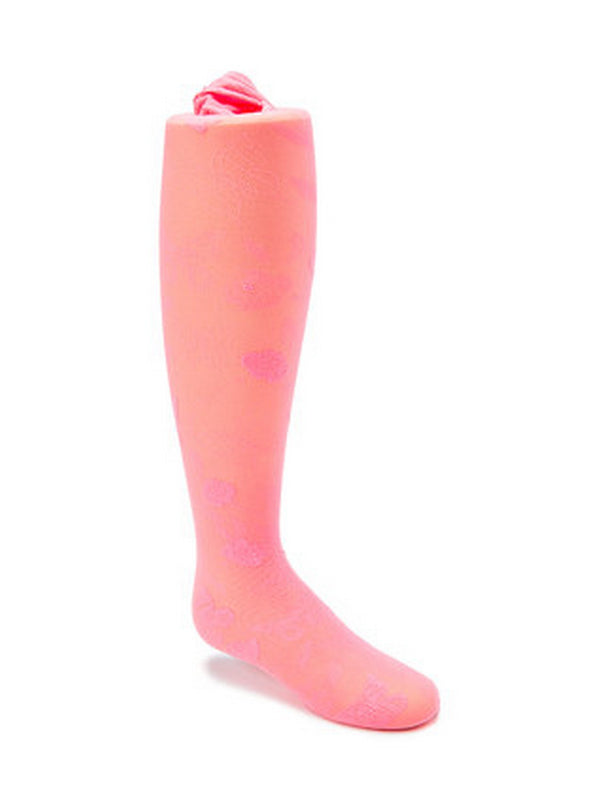 Big Girls Pink Jacquard Stretchy Soft Stylish Footed Tights 5-13 - SophiasStyle.com
